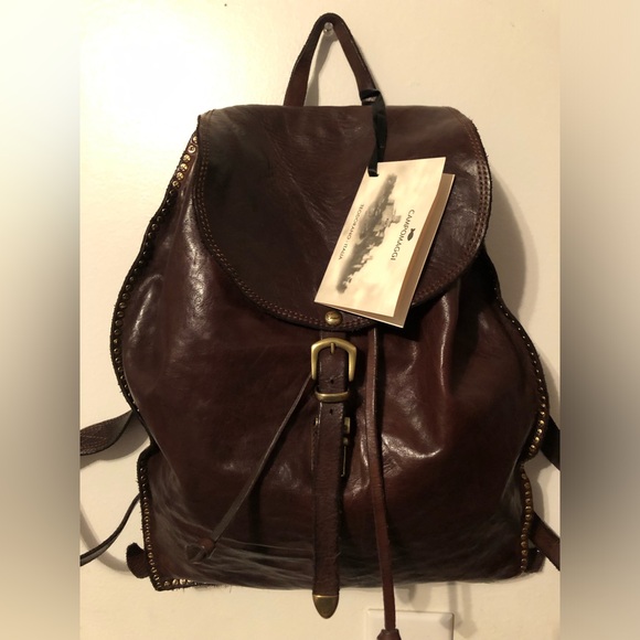 NWT Campomaggi backpack w/studs-dark brown - Picture 2 of 16
